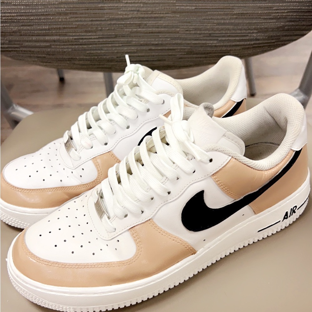 Nike Air Force Ones Navy and Beige